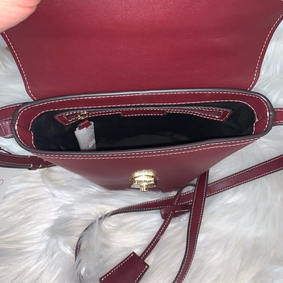 Calvin Klein Lock Bucket Leather Merlot Crossbody - Picture 8 of 13